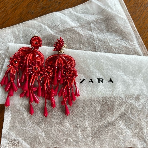 Zara Long Beaded Tassel Earrings - Picture 6 of 8